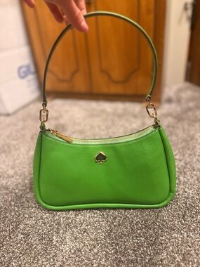 kate spade Bright Green Leather Shoulder Bag with Gold Hardware